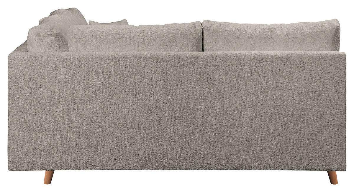 ECKSOFA inkl. Hocker Ariella Grau Bouclé  - Naturfarben/Grau, Design, Holz/Textil (161/231cm) - Livetastic