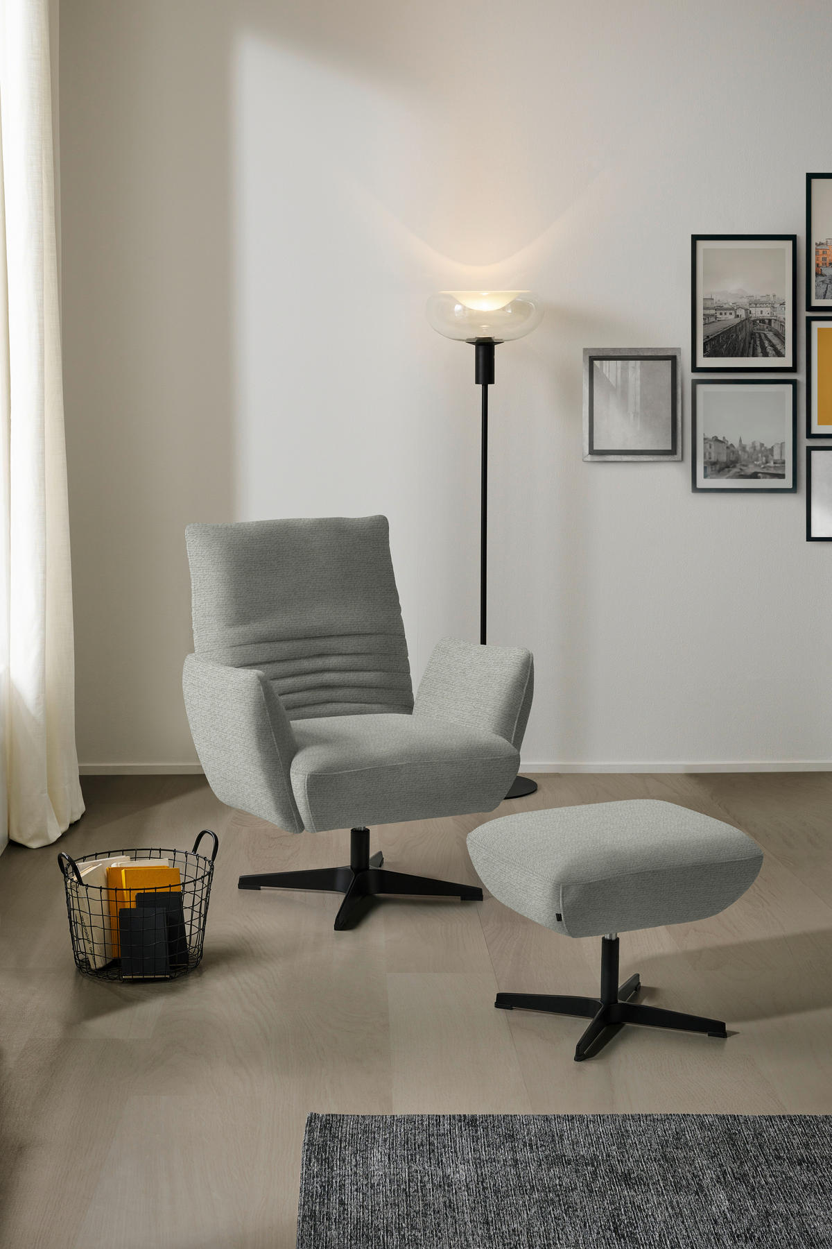 SESSEL in Chenille Hellgrau  - Hellgrau/Schwarz, Design, Textil/Metall (60/94/86cm) - Dieter Knoll