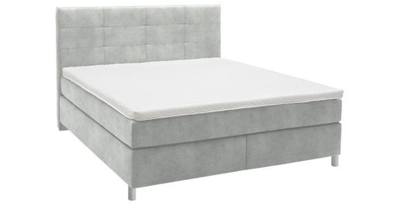 BOXSPRINGBETT 180/200 cm in Hellgrau - Chromfarben/Hellgrau, KONVENTIONELL, Kunststoff/Textil (180/200cm) - Voleo