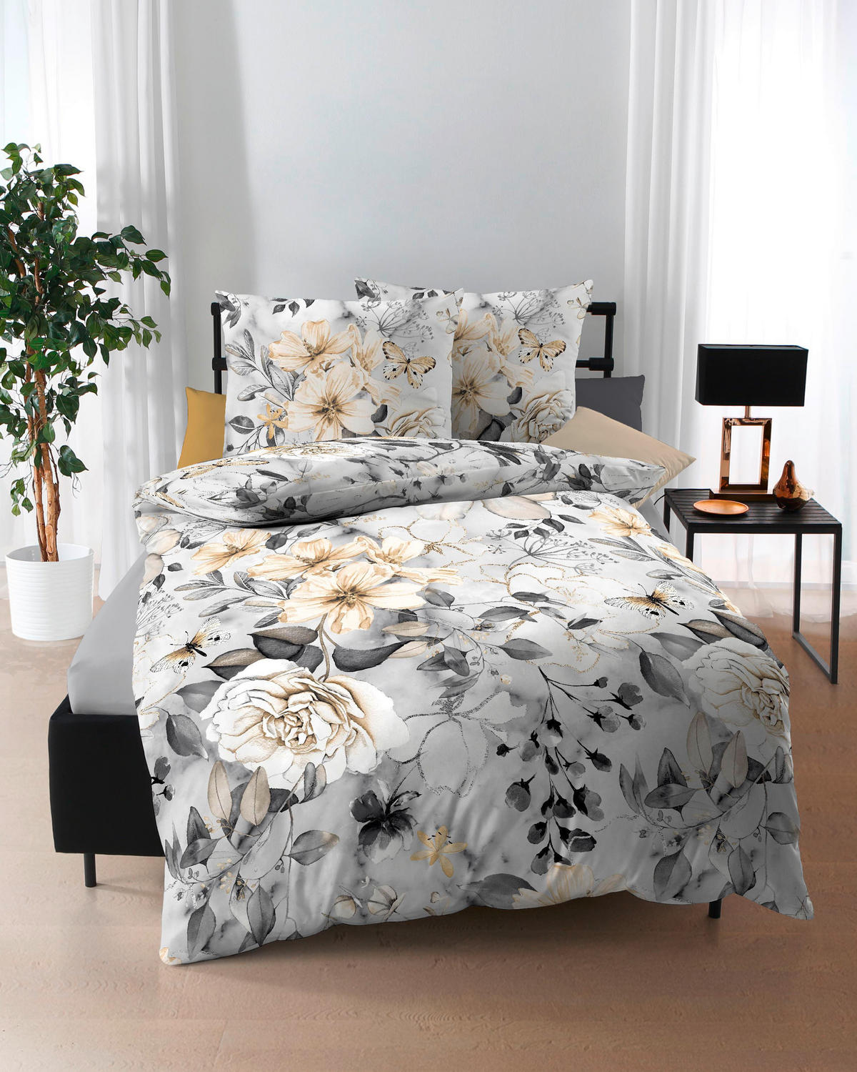 BETTWÄSCHE Jahreskollektion Makosatin 140/200 cm  - Anthrazit, Design, Textil (140/200cm) - Kaeppel