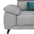 ECKSOFA in Velours Grau  - Schwarz/Grau, Design, Textil/Metall (295/187cm) - Novel