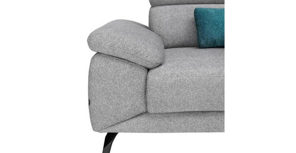 ECKSOFA in Velours Grau  - Schwarz/Grau, Design, Textil/Metall (295/187cm) - Novel