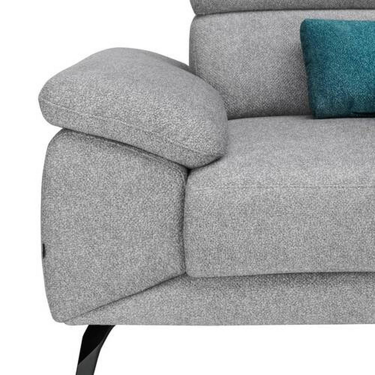 ECKSOFA in Velours Grau  - Schwarz/Grau, Design, Textil/Metall (187/295cm) - Novel