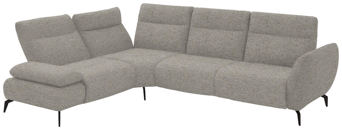 ECKSOFA in Webstoff Silberfarben  - Silberfarben/Schwarz, Design, Textil/Metall (223/290cm) - Moderano
