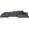 WOHNLANDSCHAFT in Samt, Webstoff Grau  - Schwarz/Grau, Design, Textil/Metall (177/385/216cm) - Welnova