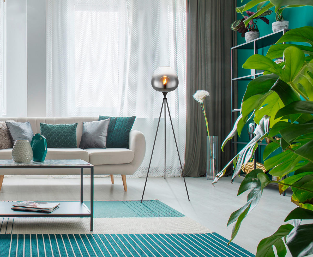 STEHLEUCHTE 65/145 cm    - Schwarz, Design, Glas/Metall (65/145cm) - Globo