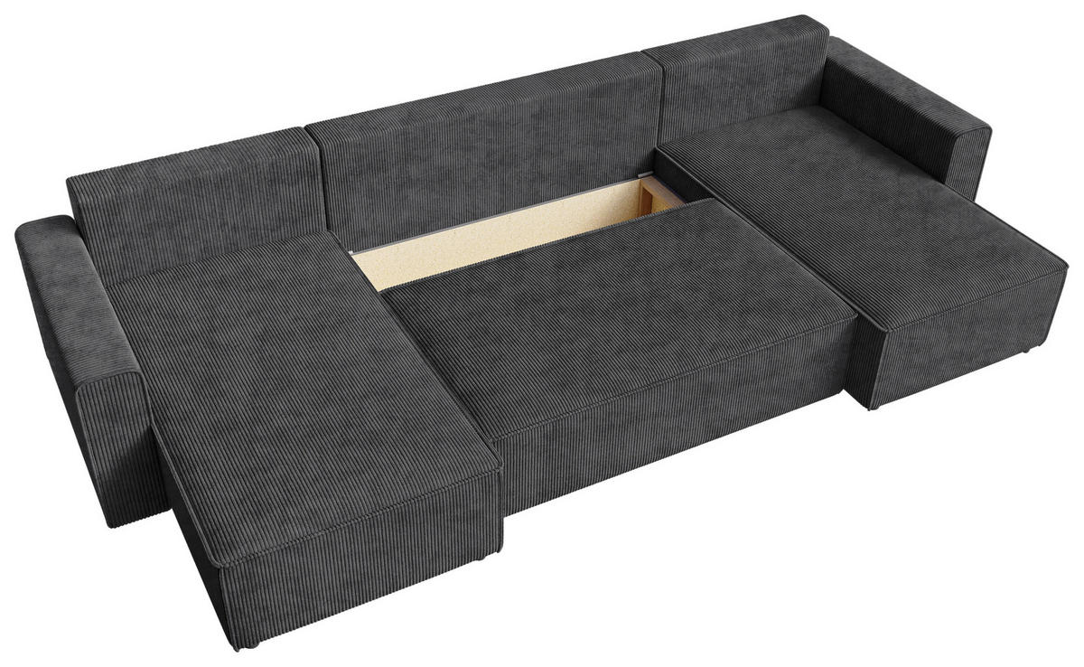 WOHNLANDSCHAFT Anthrazit Cord  - Anthrazit/Schwarz, KONVENTIONELL, Kunststoff/Textil (140/305/140cm) - Carryhome