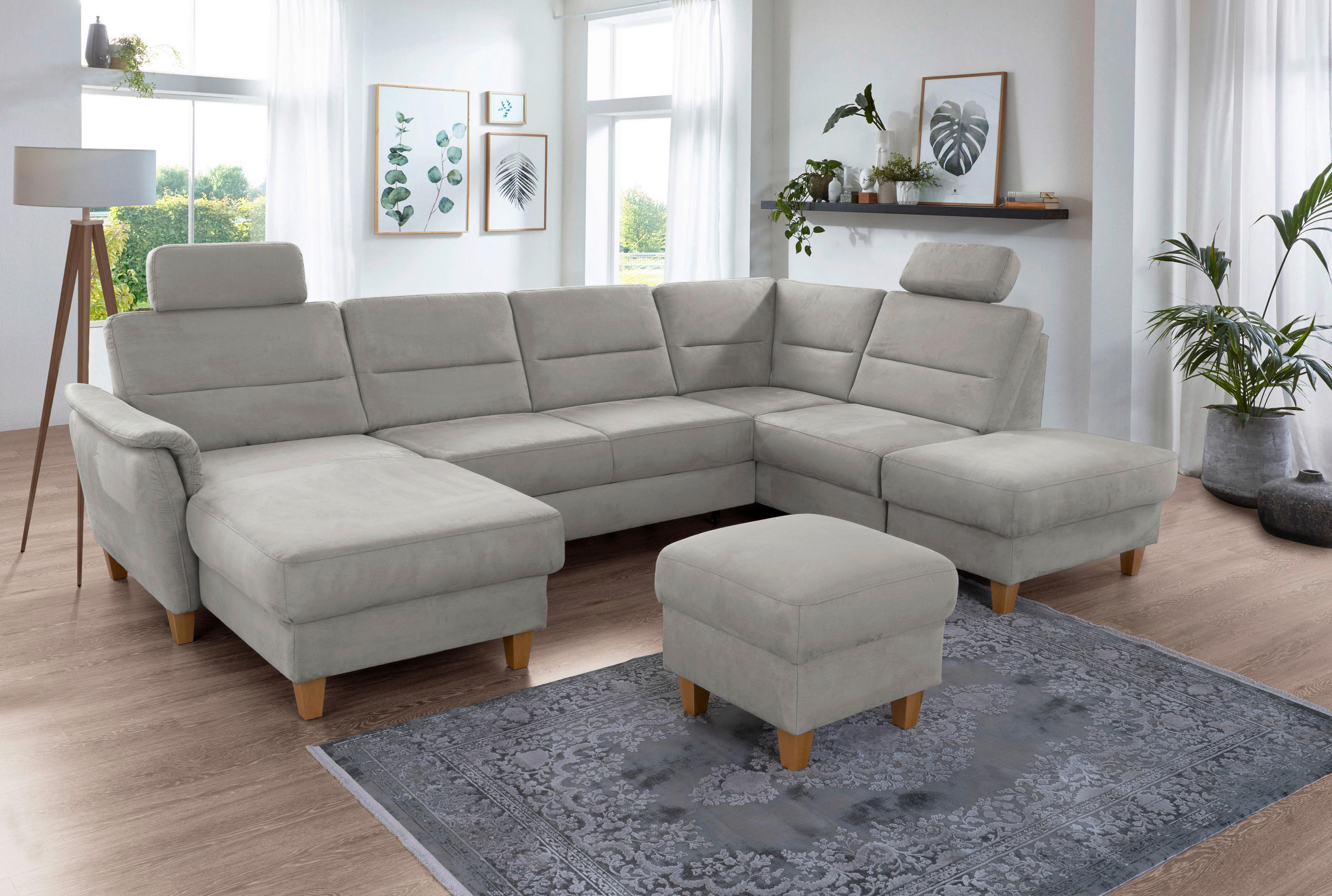 WOHNLANDSCHAFT PALMERA V Anthrazit Mikrofaser  - Eichefarben/Anthrazit, KONVENTIONELL, Holz/Textil (163/308/212cm) - Sit & More