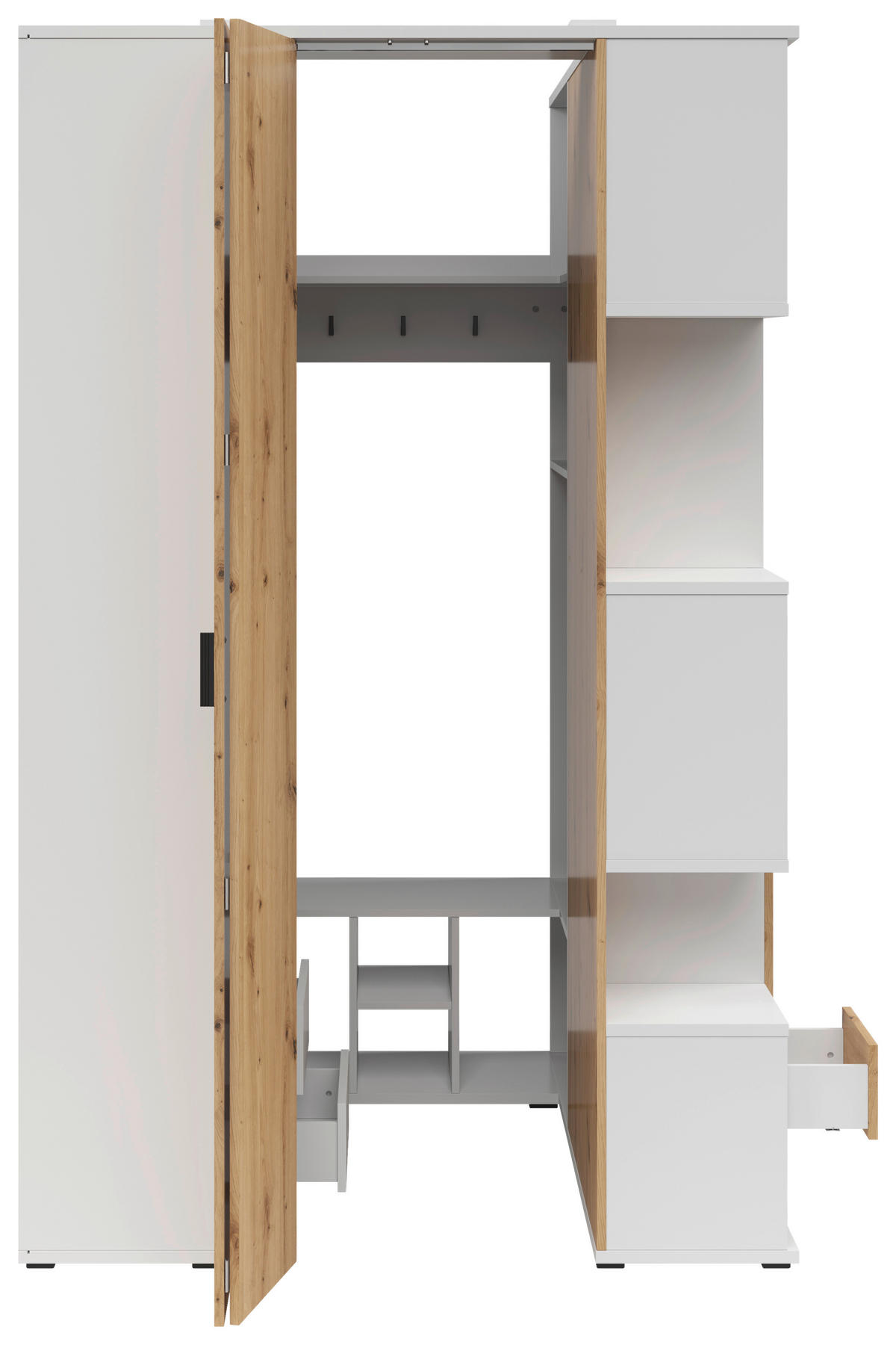 șIFONIER PE COLț - alb/stejar Artisan, Konventionell, material pe bază de lemn (136/216/135cm) - Xora