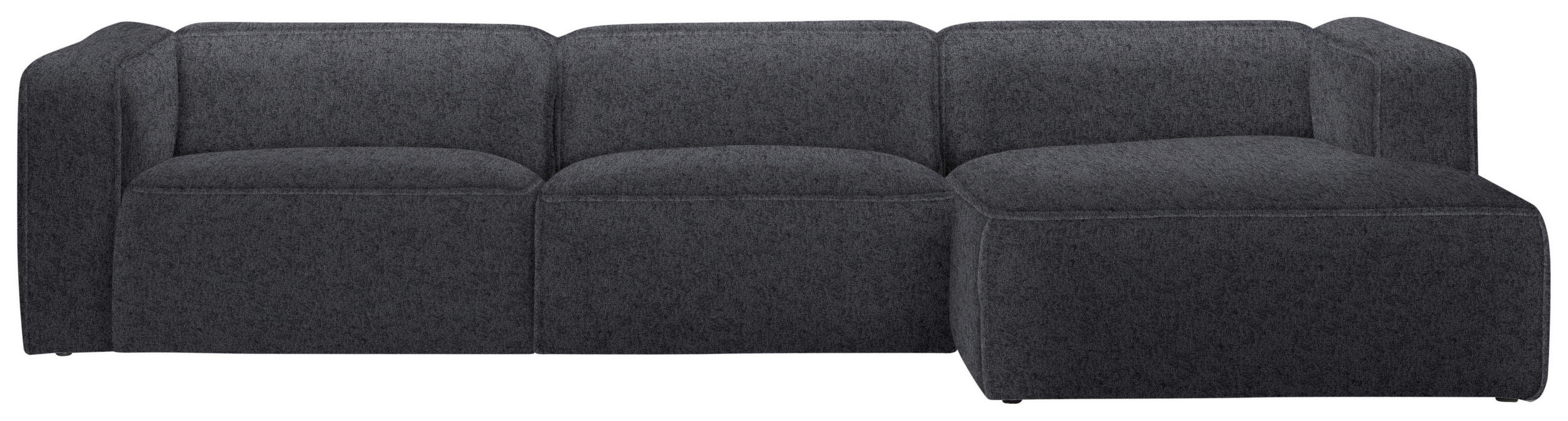 ECKSOFA in Webstoff Dunkelgrau  332/163 cm  - Dunkelgrau/Schwarz, Design, Kunststoff/Textil (332/163cm) - Stylife