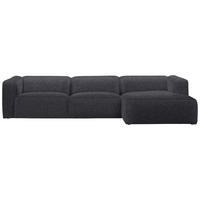ECKSOFA in Webstoff Dunkelgrau  - Dunkelgrau/Schwarz, Design, Kunststoff/Textil (332/163cm) - Stylife