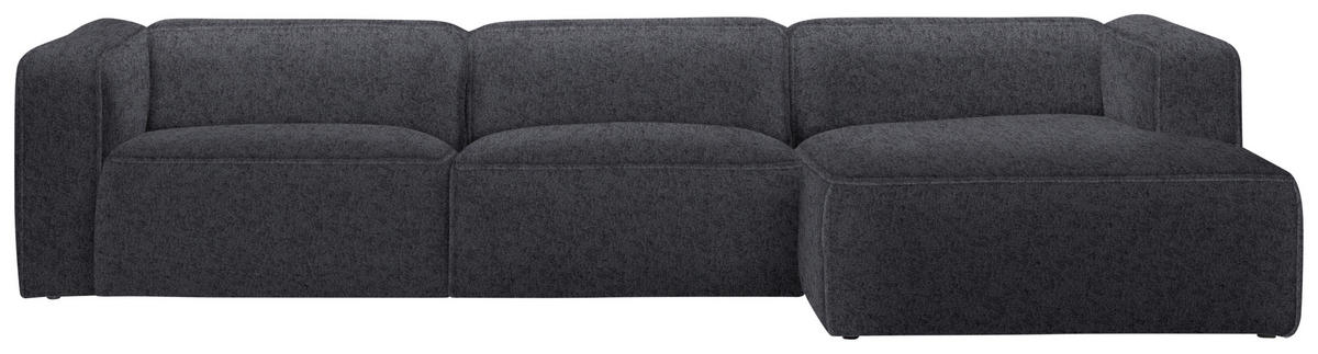 ECKSOFA in Webstoff Dunkelgrau  - Dunkelgrau/Schwarz, Design, Kunststoff/Textil (332/163cm) - Stylife