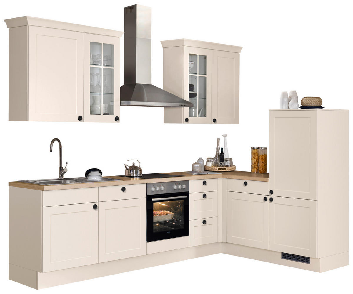 ECKKÜCHE 290,0/185,4 cm  Magnolie  - Eichefarben/Magnolie, Basics, Glas/Holzwerkstoff (290,0/185,4cm) - Impuls