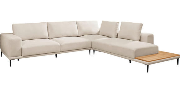 ECKSOFA in Leinwand Naturfarben 318/271 cm - Schwarz/Naturfarben, Design, Textil/Metall (318/271cm) - Emilio Belluti