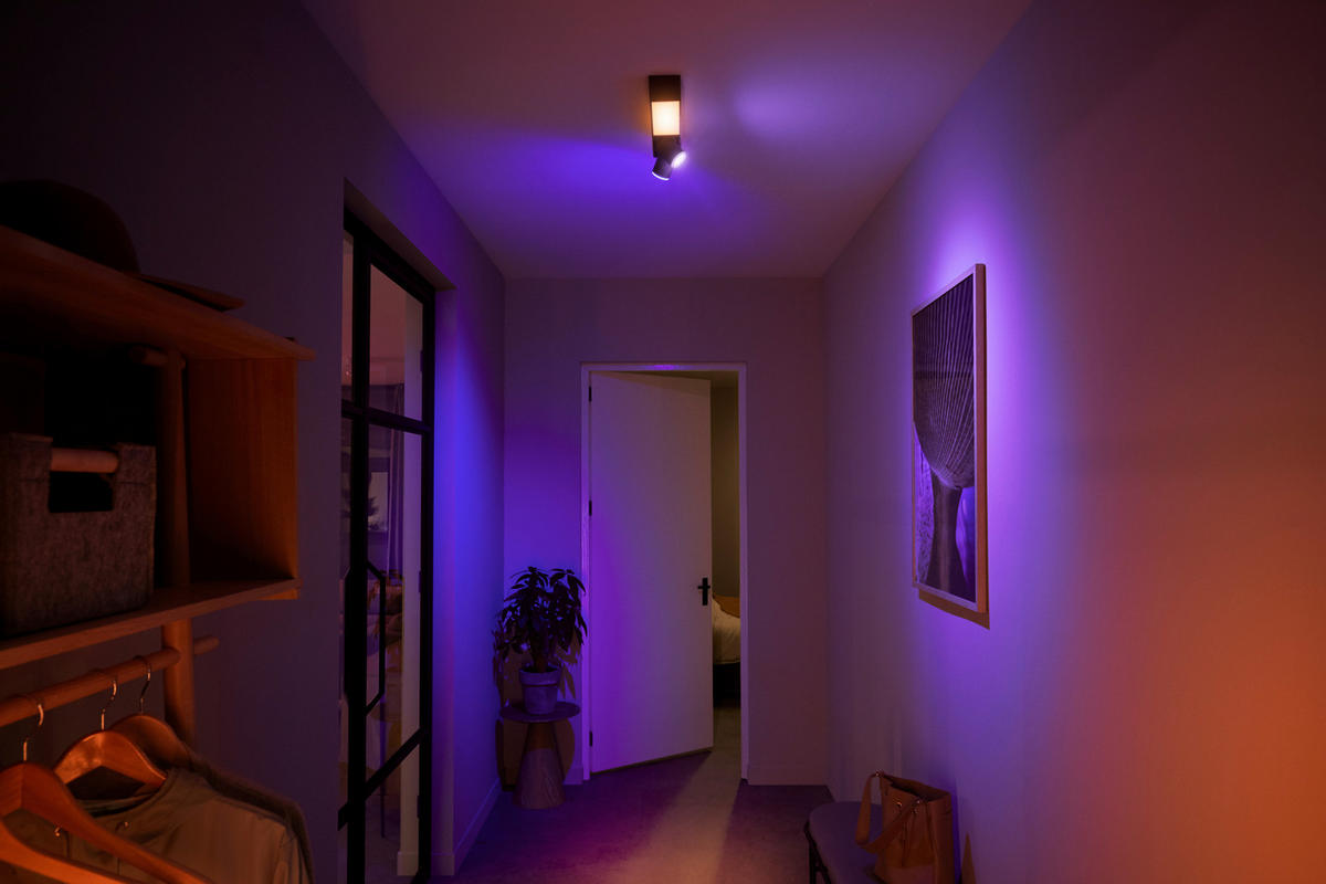 LED-DECKENLEUCHTE Bundle Bridge + Centris 2er Spot  Smart 68,1/27,3/25,8 cm   - Schwarz, Design, Metall (68,1/27,3/25,8cm) - Philips HUE
