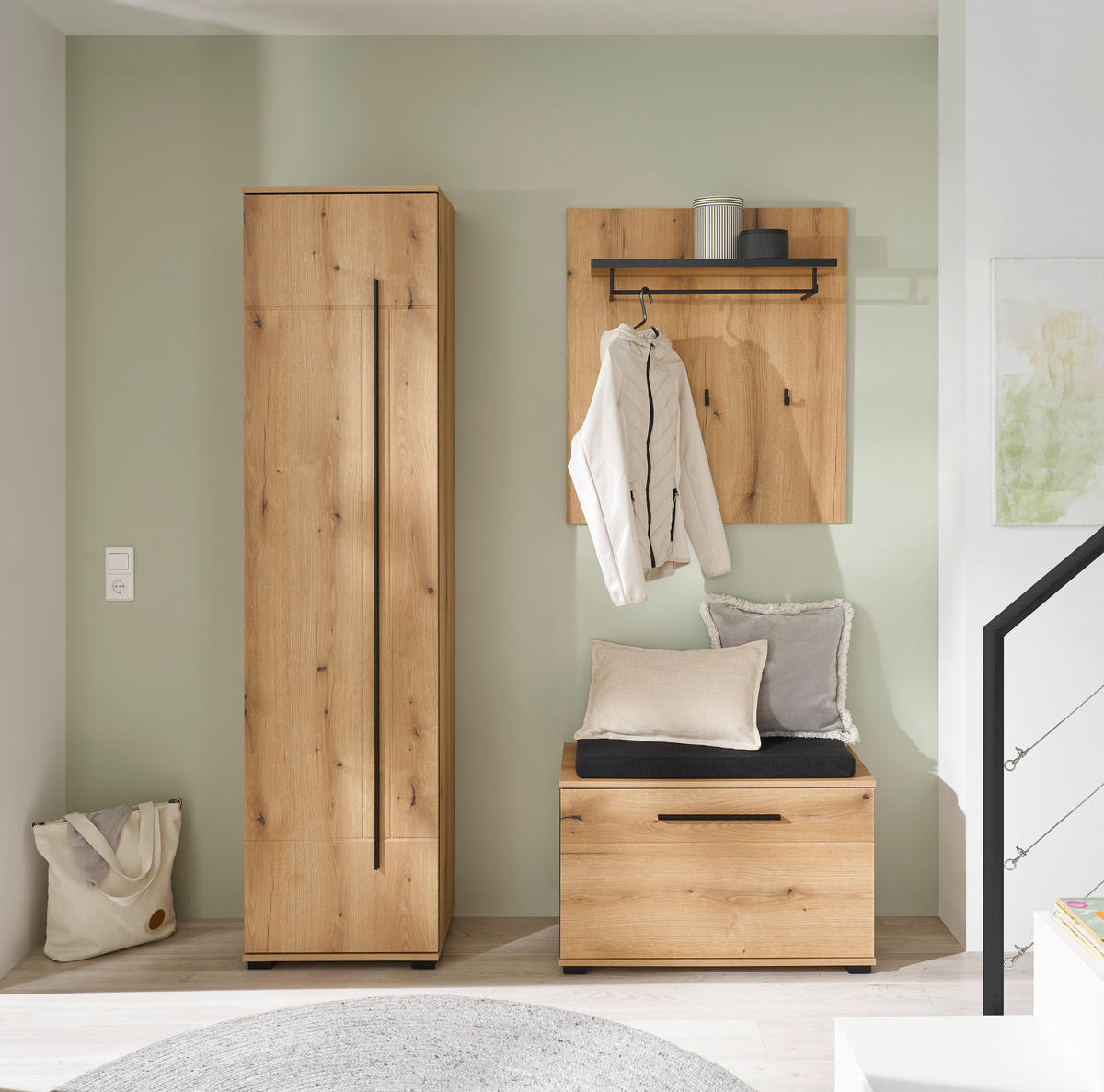 GARDEROBE 4-teilig  in 140/201/39 cm  - Eichefarben, MODERN, Holzwerkstoff (140/201/39cm) - MID.YOU