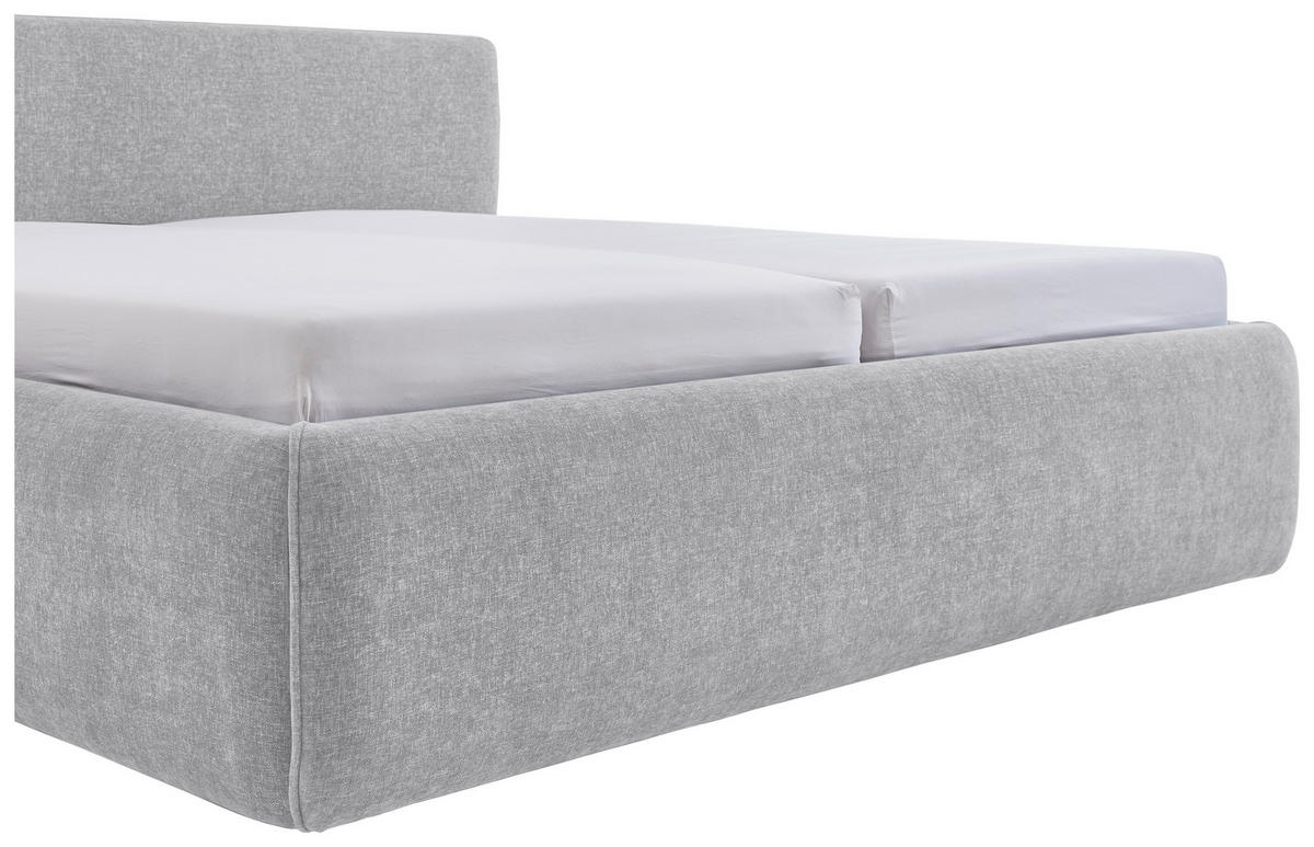 POLSTERBETT 160/200 cm,  in Hellgrau, Bettkasten, Lattenroste,  - Birkefarben/Buchefarben, Design, Holz/Textil (160/200cm) - Xora