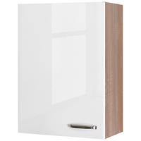 KÜCHENOBERSCHRANK 60/89/32 cm  in Sonoma Eiche, Weiß Hochglanz  - Edelstahlfarben/Weiß Hochglanz, MODERN, Holzwerkstoff/Metall (60/89/32cm) - FlexWell