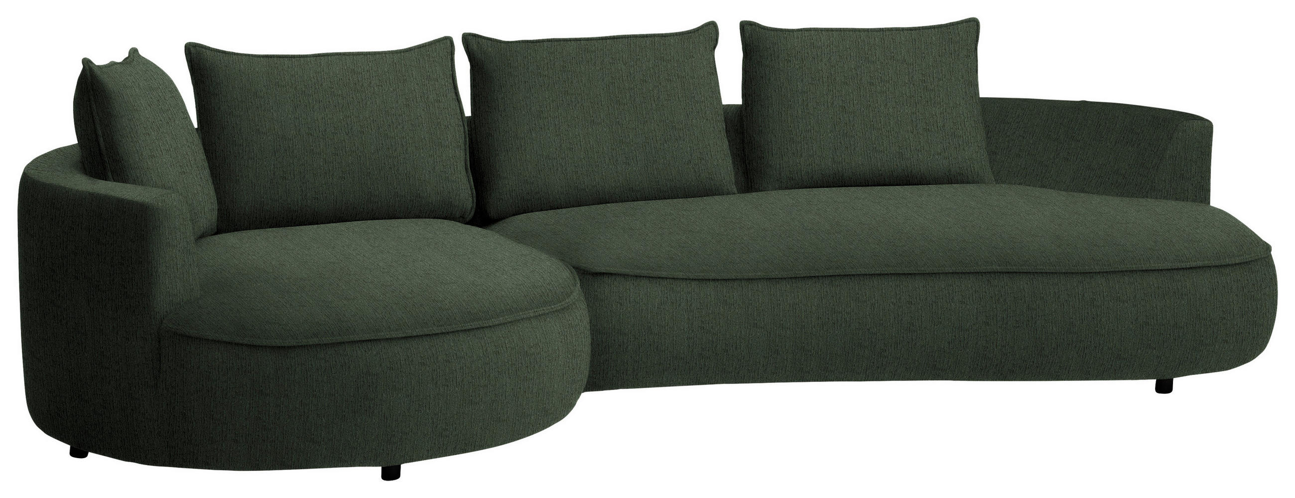 BIGSOFA Chenille Waldgrün  - Waldgrün/Schwarz, Design, Kunststoff/Textil (154/82/322cm) - home24