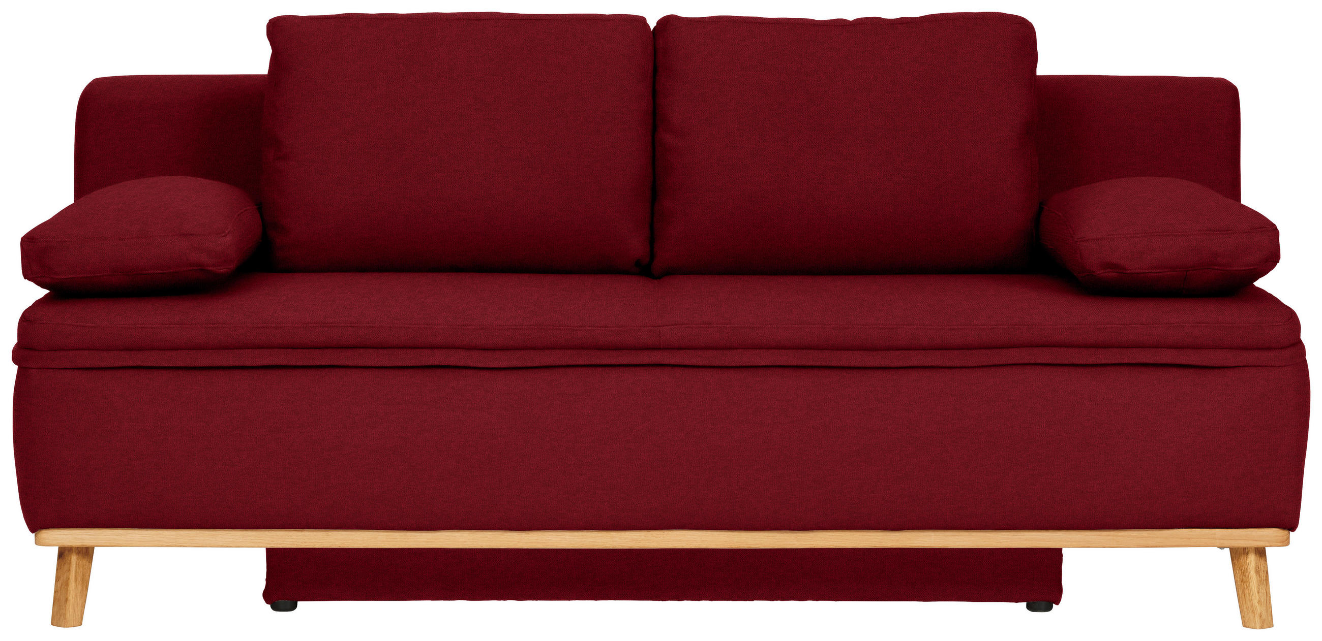 SCHLAFSOFA in Webstoff Dunkelrot  - Naturfarben/Dunkelrot, Konventionell, Holz/Textil (203/95/96cm) - Venda