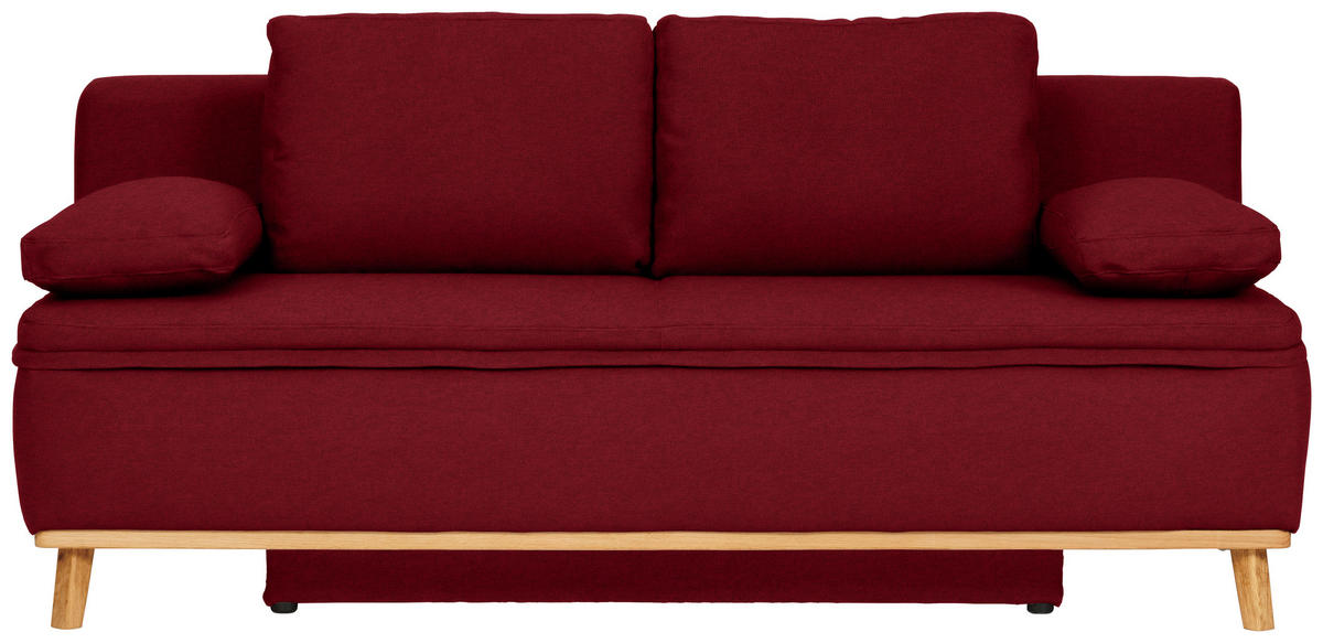 SCHLAFSOFA in Webstoff Dunkelrot  - Naturfarben/Dunkelrot, Konventionell, Holz/Textil (203/95/96cm) - Venda