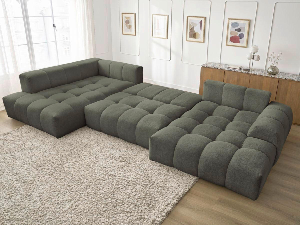 ECKSCHLAFSOFA EVEREST  mit Rücken echt, Armteil links, Armteil rechts Flachgewebe Grün  - Schwarz/Grün, MODERN, Kunststoff/Textil (212/423/198cm)