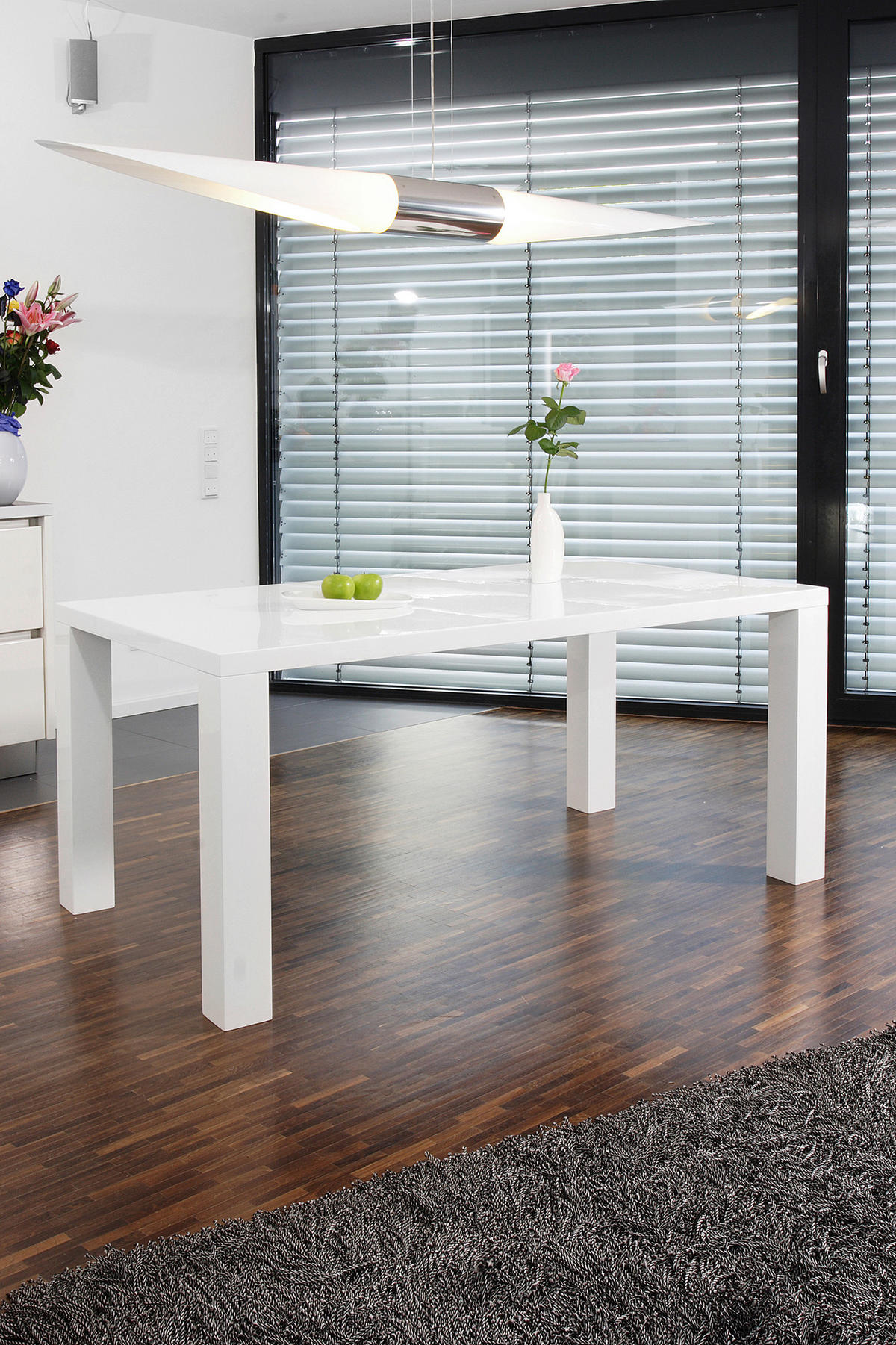 ESSTISCH rechteckig Weiß Hochglanz  - Weiß Hochglanz, MODERN, Holzwerkstoff (180/90/76cm) - Livetastic