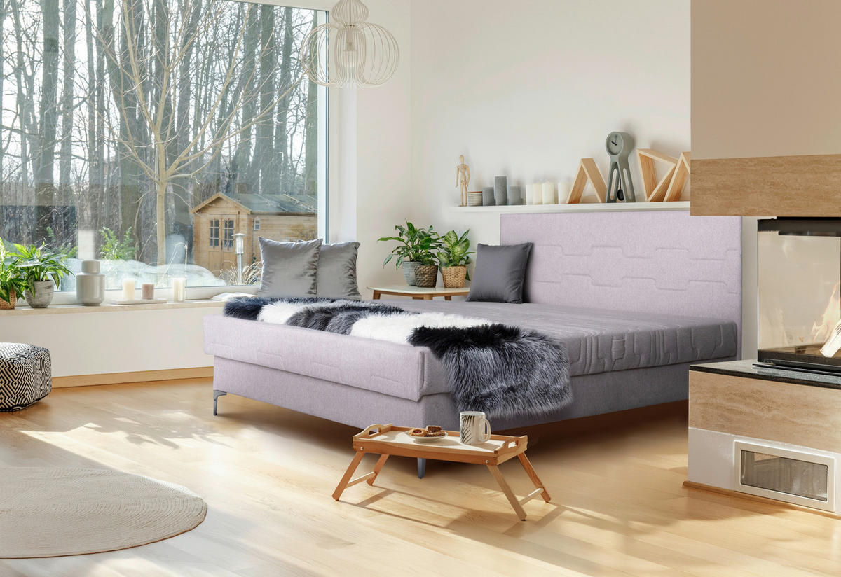 KÁRPITOZOTT ÁGY 160/200 cm  világos rózsaszín  - világos rózsaszín/ezüstszínű, Basics, textil/fém (160/200cm) - Cardo