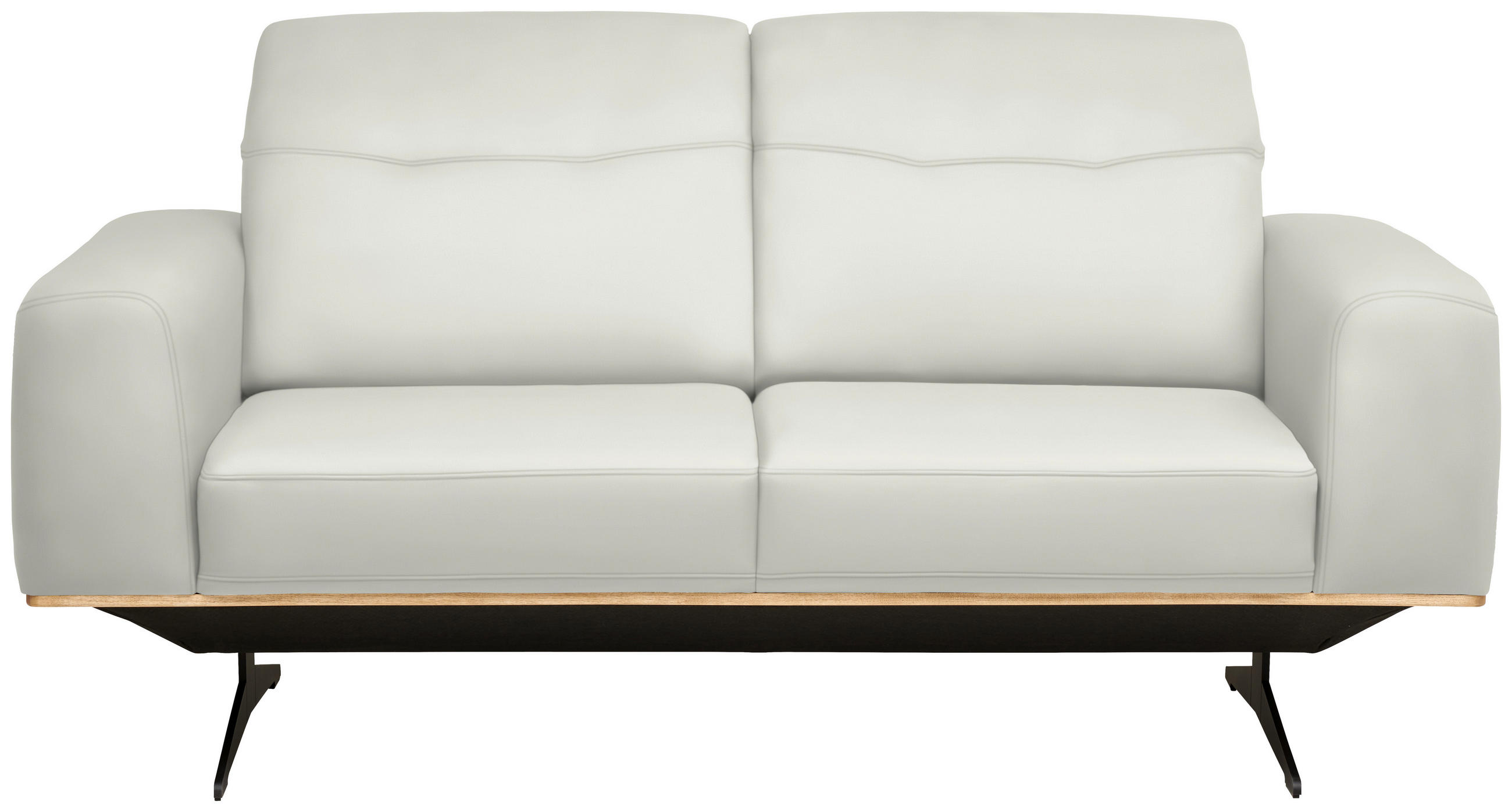 2-SITZER-SOFA in Echtleder Weiss  - Weiss/Schwarz, Design, Leder/Holz (174/76-97/102cm) - Novel