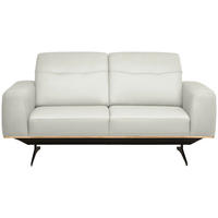 2-SITZER-SOFA in Echtleder Weiss  - Weiss/Schwarz, Design, Leder/Holz (174/76-97/102cm) - Novel