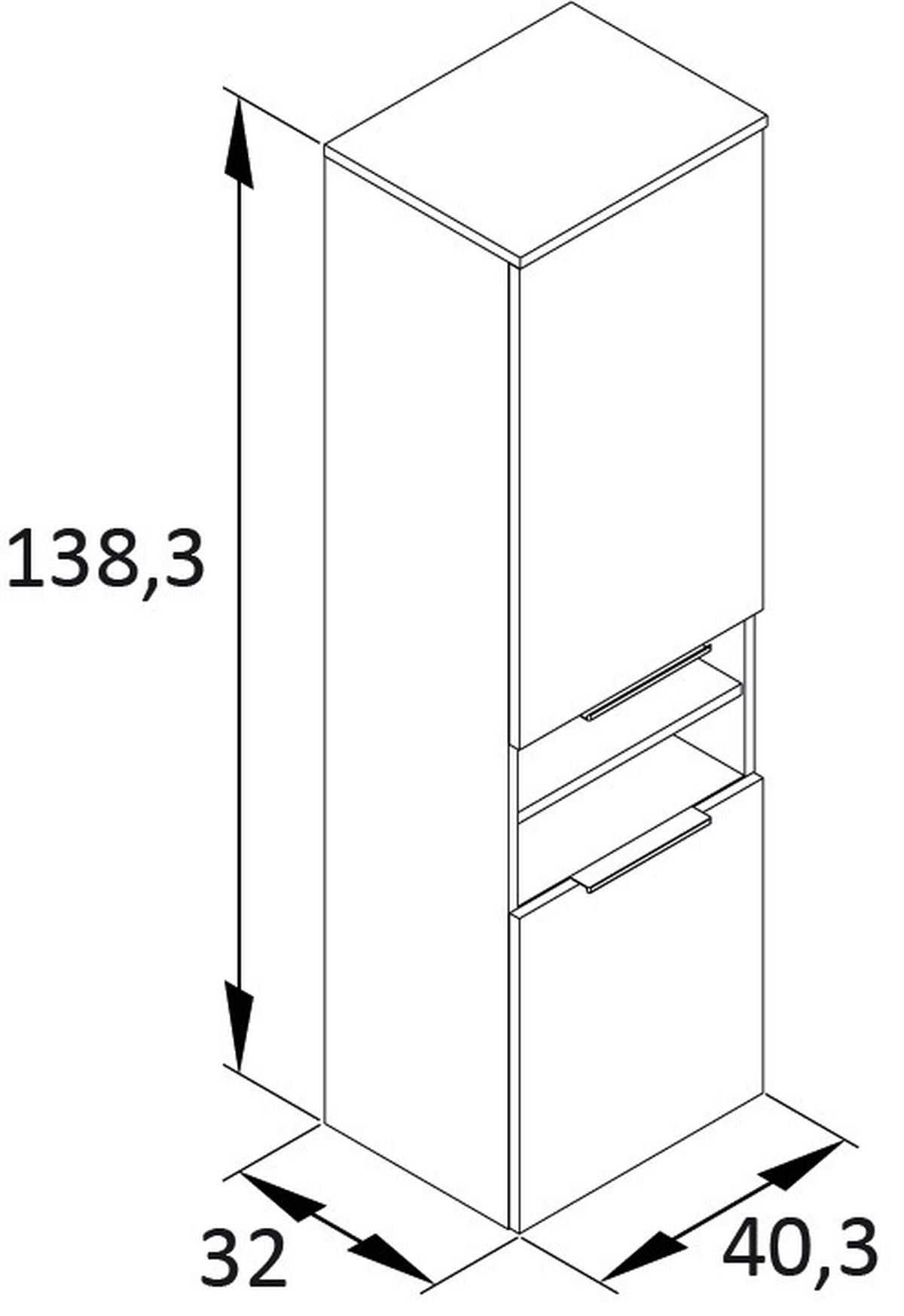 MIDISCHRANK 40,3/138,3/32 cm  - Platinfarben/Schwarz, MODERN, Holzwerkstoff/Metall (40,3/138,3/32cm) - MID.YOU