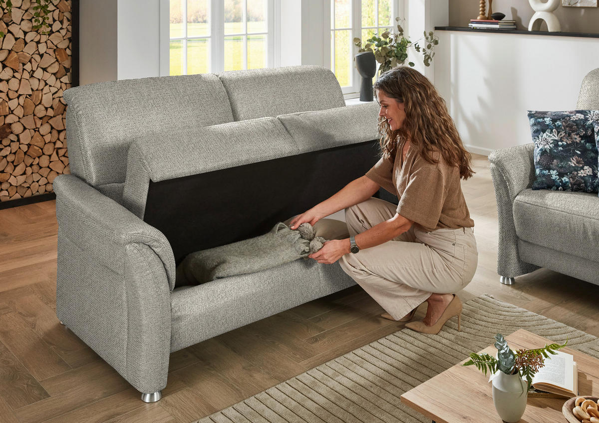 2,5-SITZER Flachgewebe Schilfgrün  - Schilfgrün/Alufarben, Konventionell, Textil/Metall (172/96/93cm) - Beldomo Premium