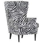 OHRENSESSEL Flachgewebe Schwarz, Weiß  - Dunkelbraun/Schwarz, Design, Holz/Textil (72/104/85cm) - Carryhome