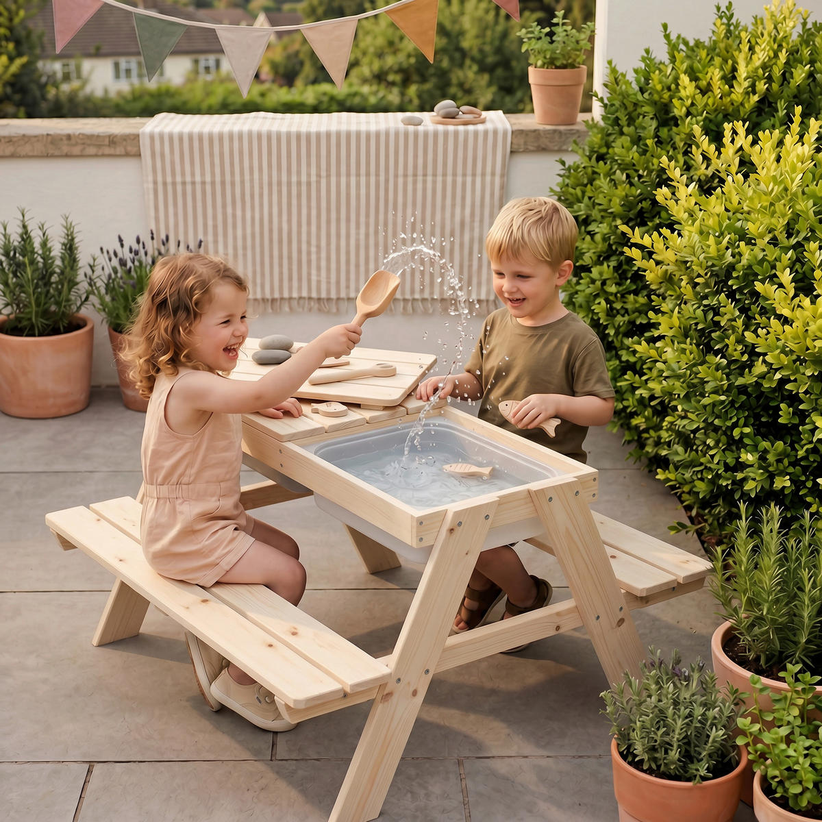 KINDERSPIELTISCH  - Naturfarben/Grau, Basics, Holz/Kunststoff (89/50/85,5cm) - Roba