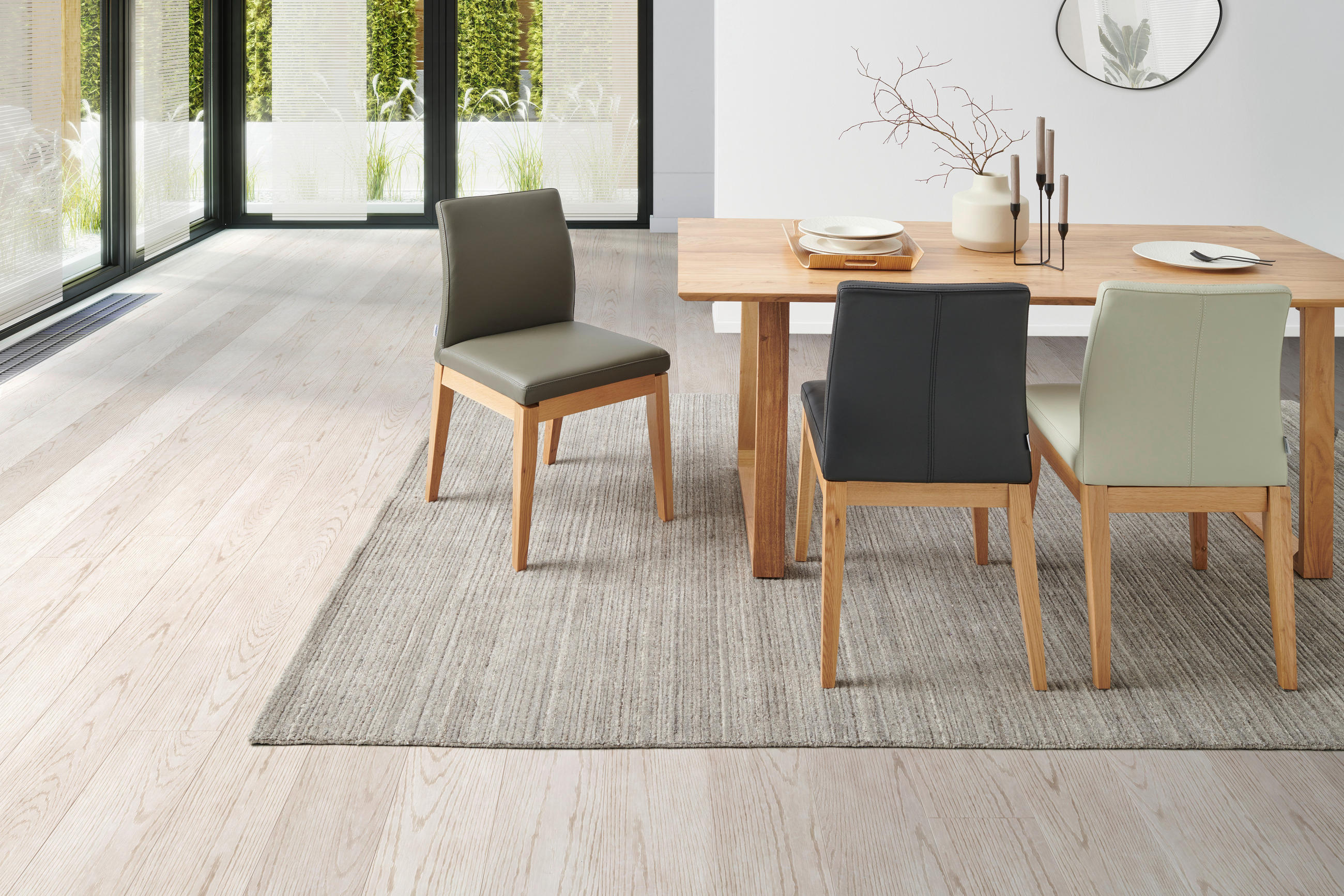 STUHL  in Echtleder pigmentiert  - Eichefarben/Anthrazit, Modern, Leder/Holz (48,5/86,5/60cm) - Livetastic