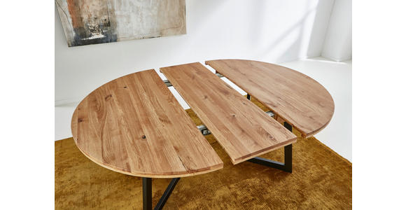 ESSTISCH Eichefarben rund  ausziehbar  - Eichefarben/Schwarz, KONVENTIONELL, Holz/Metall (110-170/110/75cm) - Linea Natura