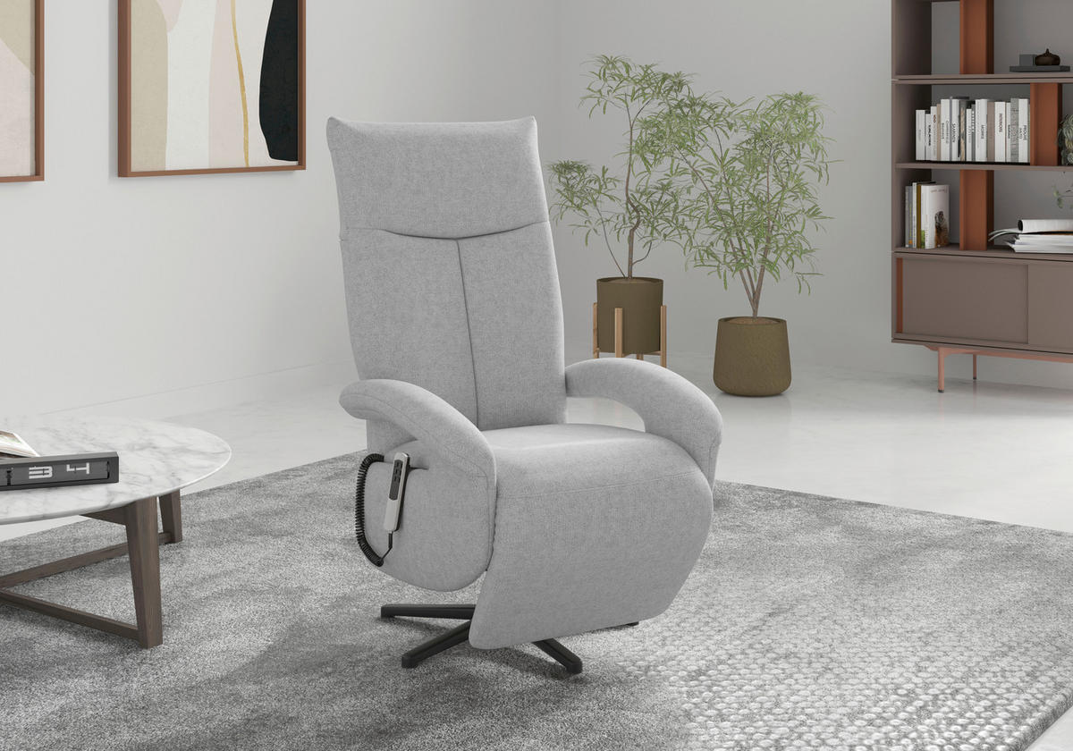 RELAXSESSEL Textil Hellgrau  - Hellgrau/Schwarz, Modern, Textil/Metall (74/112/82cm) - Sit & More