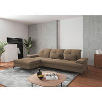 ECKSOFA Hellbraun Flachgewebe Armteilverstellung, Kopfteilverstellung, Sitztiefenverstellung  - Hellbraun/Schwarz, KONVENTIONELL, Textil/Metall (185/279cm) - Sit & More