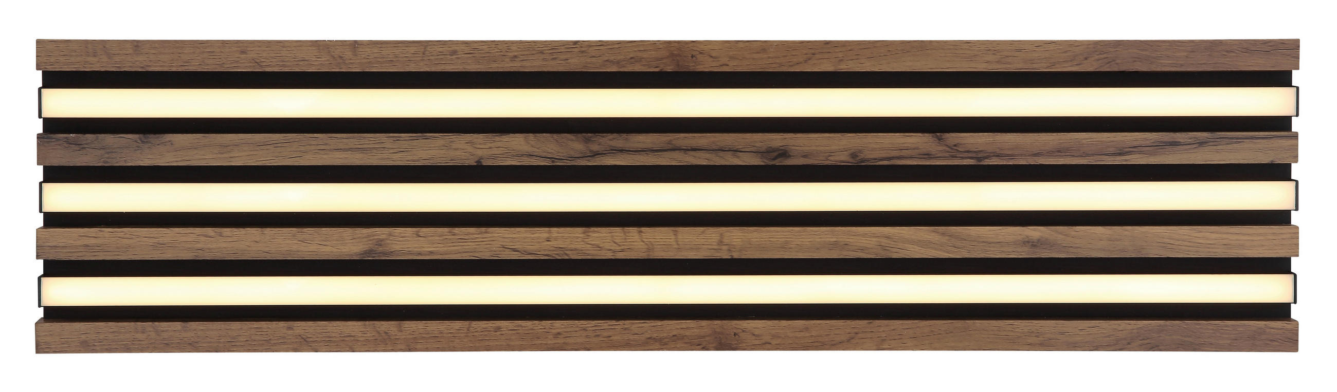 LED-DECKENLEUCHTE HAYDEN 80/20/5 cm   - Dunkelbraun/Schwarz, Natur, Holzwerkstoff/Kunststoff (80/20/5cm) - Globo