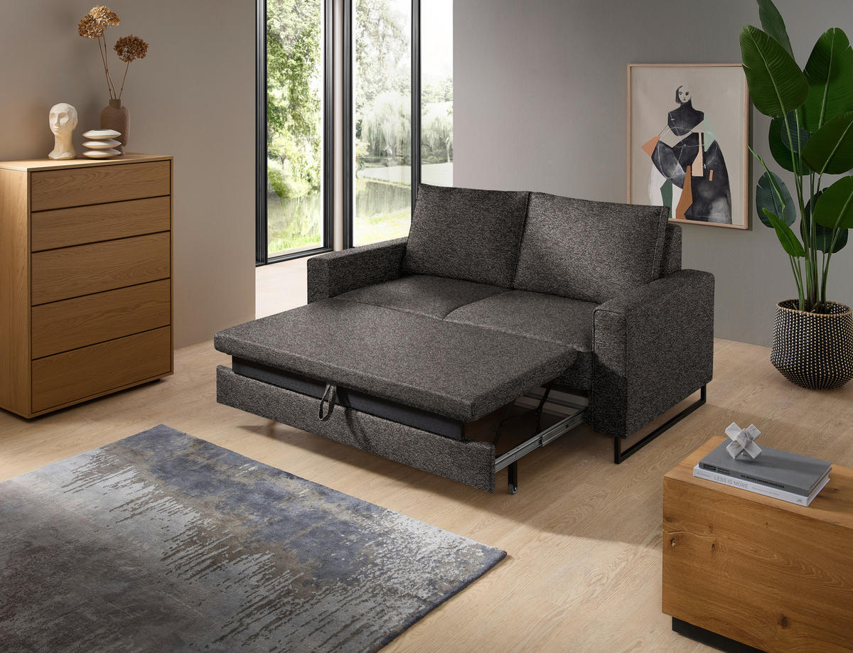 SCHLAFSOFA  in Flachgewebe Braun  - Schwarz/Braun, Design, Textil/Metall (174/90/95cm) - Bali