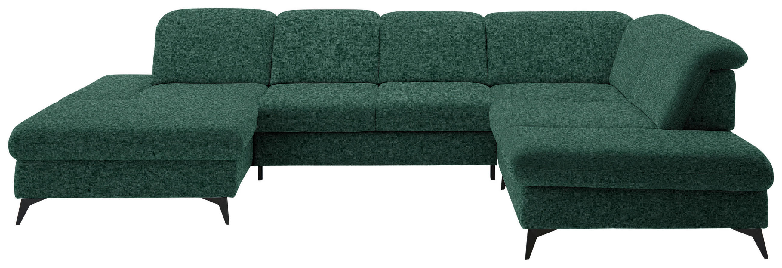 WOHNLANDSCHAFT  in Chenille Waldgrün  - Waldgrün/Schwarz, Design, Textil/Metall (198/364/255cm) - Beldomo Style