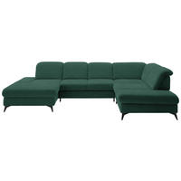 WOHNLANDSCHAFT  in Chenille Waldgrün  - Waldgrün/Schwarz, Design, Textil/Metall (198/364/255cm) - Beldomo Style