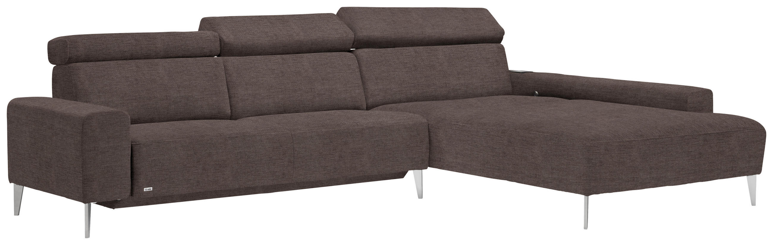 Thumbnail - Sedda Ecksofa, Braun, Textil, Uni, 5-Sitzer, Ottomane rechts, L-Form, 308x205 cm, Austria Gütezeichen, AZO-frei, Fußausw...