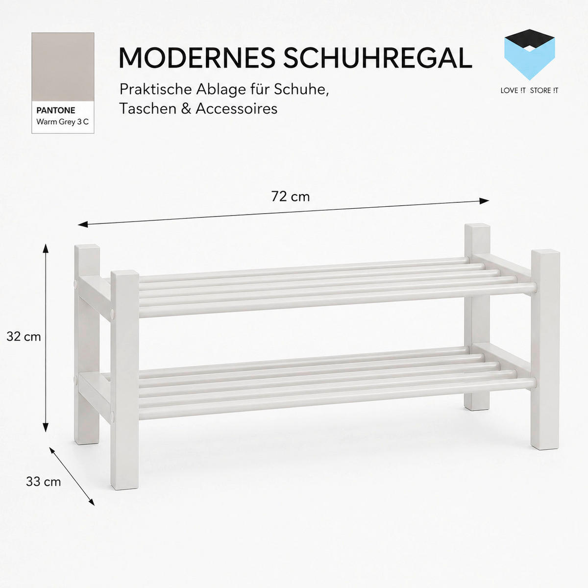 SCHUHREGAL Greige  - Greige, Basics, Holz/Metall (73/33/45.5cm) - LOVE IT STORE IT