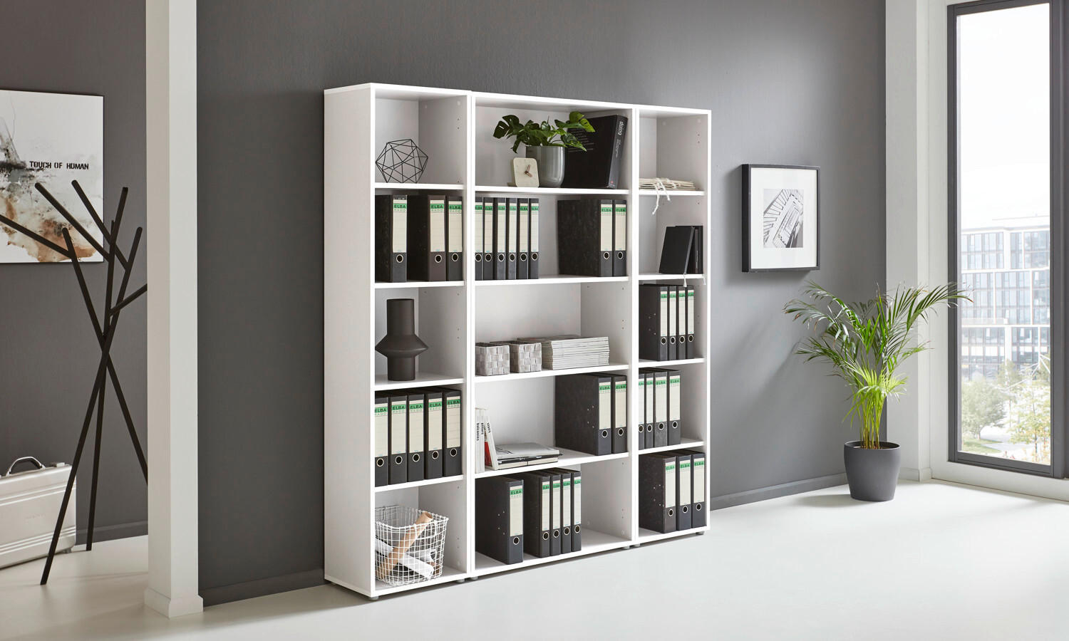 AKTENREGAL 172,6/185,6/33 cm  - Silberfarben/Weiß, MODERN, Holzwerkstoff (172,6/185,6/33cm) - MID.YOU