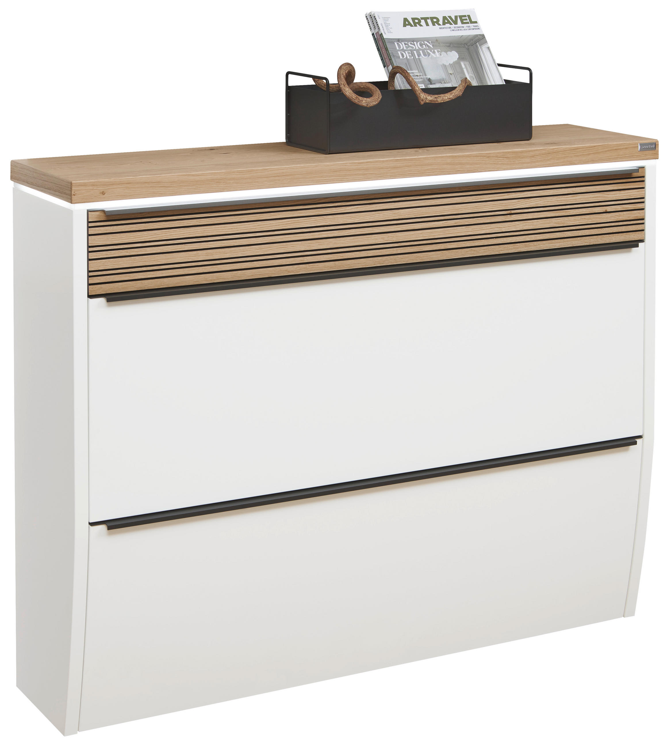 SCHUHKIPPER  in 121/96/31 cm  - Eichefarben/Anthrazit, Design, Holzwerkstoff/Metall (121/96/31cm) - Dieter Knoll