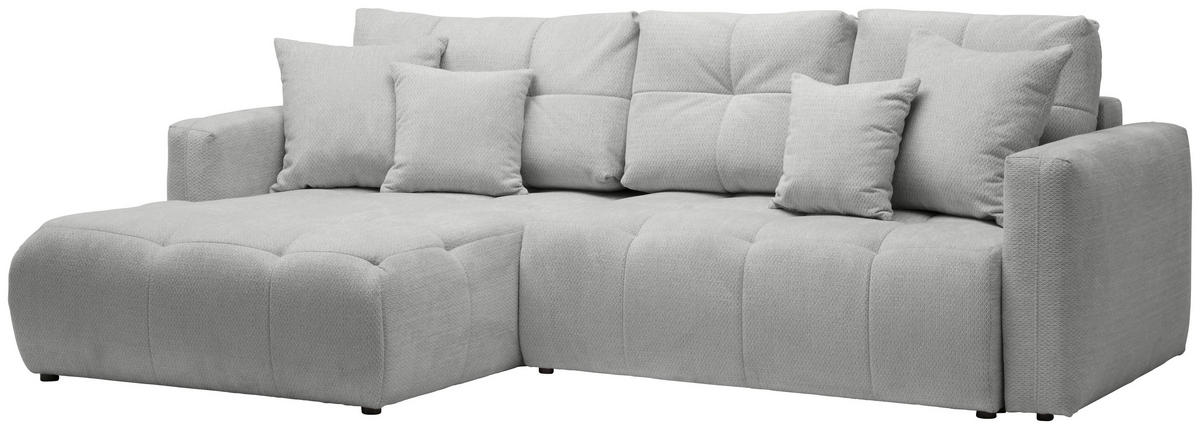ECKSOFA in Chenille Grau  - Schwarz/Grau, Modern, Kunststoff/Textil (172/276cm) - Hom`in