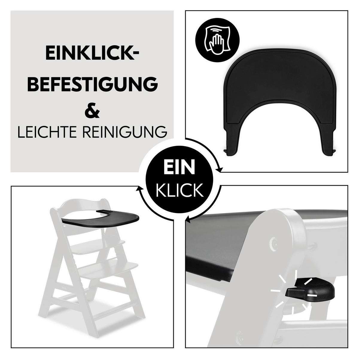 ESS- UND SPIELBRETT  - Schwarz, Basics, Kunststoff (46/3,5/44cm) - Hauck