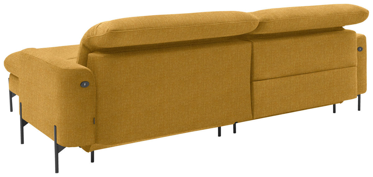 ECKSOFA in Flachgewebe Currygelb  - Currygelb/Schwarz, Design, Textil/Metall (252/191cm) - Dieter Knoll