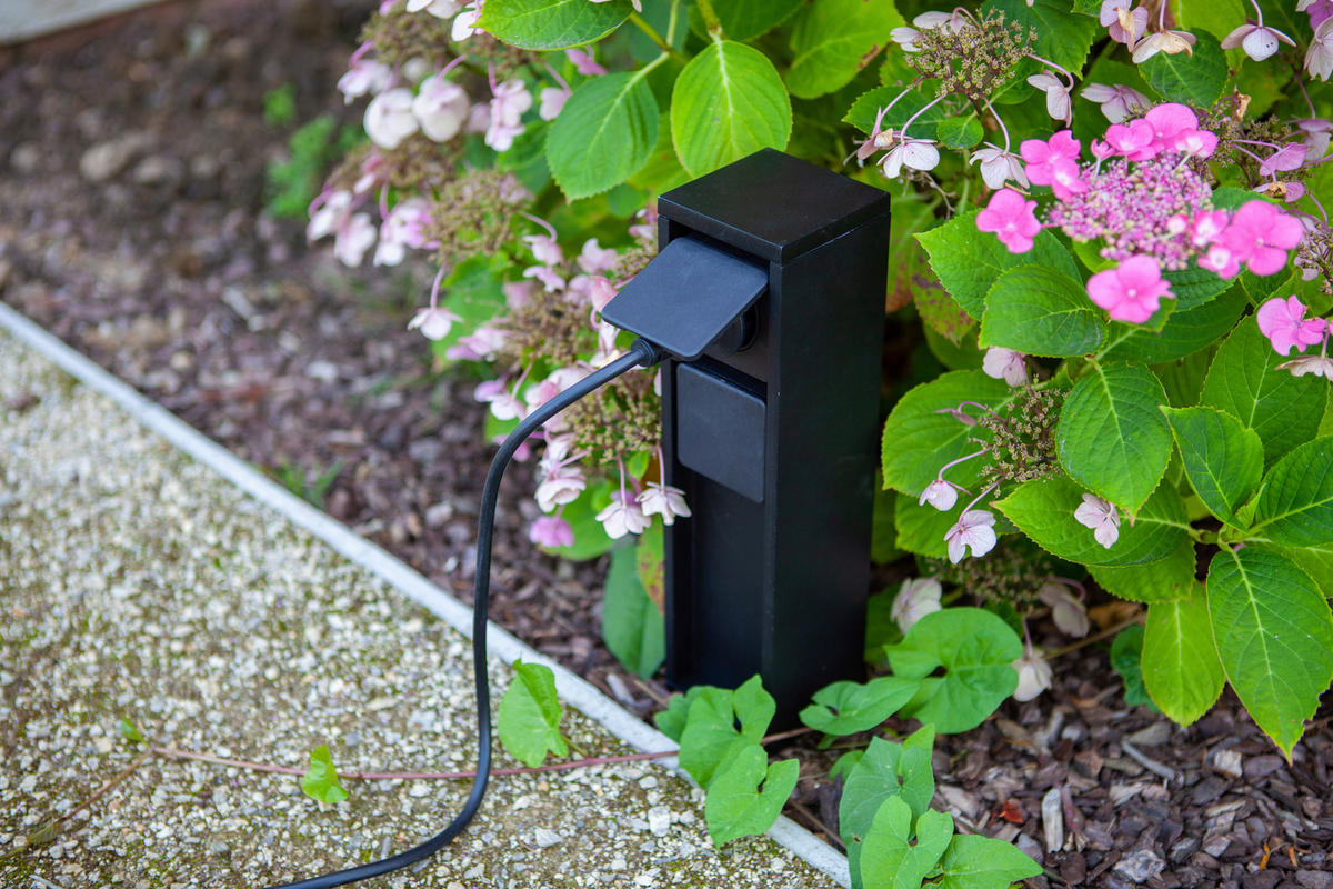 GARTENSTECKDOSE   - Schwarz, Design, Metall (31,00/8,00/8,00cm)
